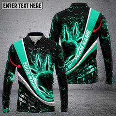 Maxcorners Flaming Magma Bowling And Pins Multicolor Option Customized Name Long Sleeve 3D Shirt