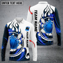 Maxcorners Fire Blaster Bowling And Pins Multicolor Option Customized Name Long Sleeve 3D Shirt