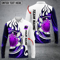 Maxcorners Fire Blaster Bowling And Pins Multicolor Option Customized Name Long Sleeve 3D Shirt