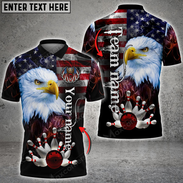 Maxcorners Bowling And Pins American Eagles Pride Customized Name And Team Name 3D Shirt