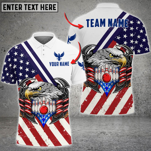 Maxcorners Bowling And Pins American Eagle Customized Name 3D Shirt