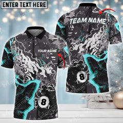 Maxcorners Billiards Ball 8 lightning Personalized Name, Team Name Unisex Shirt ( Multicolor Options )