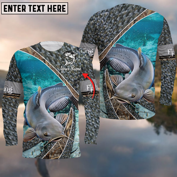 Maxcorners Catfish Skin And Camo Fishing Cool Customize Name 3D Shirts