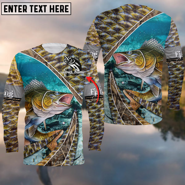 Maxcorners Walleye Skin And Camo Fishing Cool Customize Name 3D Shirts