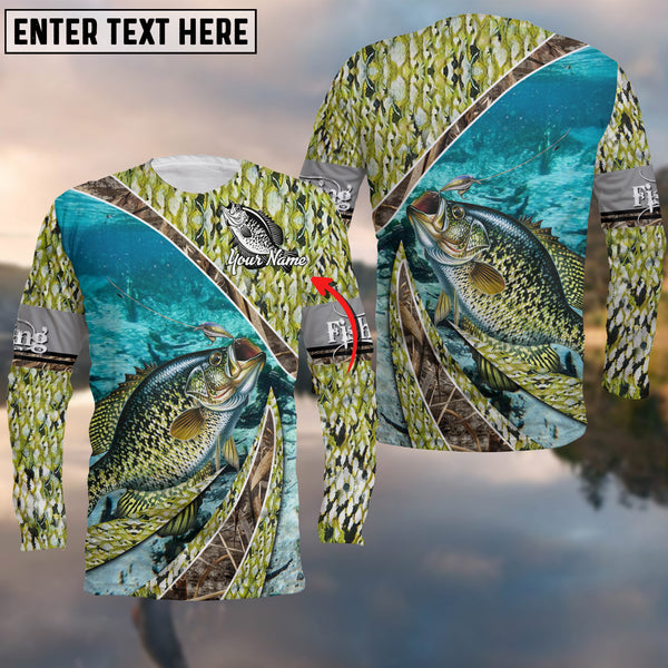 Maxcorners Crappie Skin And Camo Fishing Cool Customize Name 3D Shirts