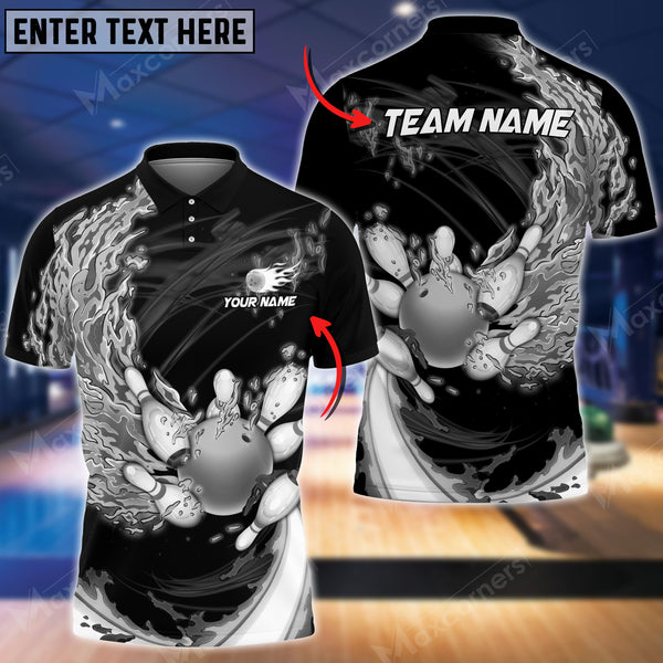 Maxcorners Breath Of Fire Bowling And Pins 2.0 Customized Name 3D Shirt