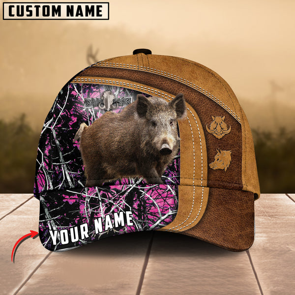 Maxcorners Cross America Hunting Boar Leather Pattern Personalized Hats 3D Multicolored