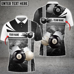 Maxcorners Billiard 8 Ball Pool Black And White Personalized Name 3D Shirt