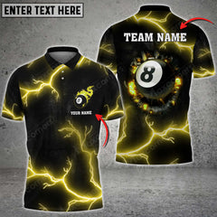 Maxcorners Billiards 8 Ball Thunder Crack Black Grunge Personalized Name 3D Shirt (Multi Color Options)