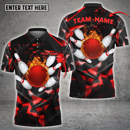 Maxcorners Bowling Ball And Pins Break Reality Multicolor Option Customized Name 3D Shirt (4 Colors)