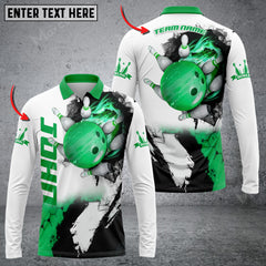 Maxcorners Bowling And Pins Hexagram Multicolor Option Customized Name Long Sleeve 3D Shirt