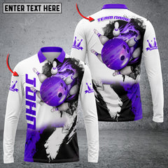 Maxcorners Bowling And Pins Hexagram Multicolor Option Customized Name Long Sleeve 3D Shirt