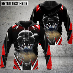 Maxcorners Bowling And Pins Lightning Into Skull Multicolor Option 3D Custom Name Shirt