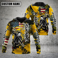 Maxcorners Billiards Gratter US Flag Multicolor Option Customized Name 3D Hoodie
