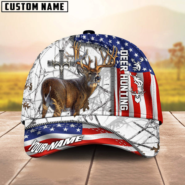 Maxcorners Premium American Hunting Deer Under God Personalized Hats 3D Multicolored