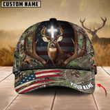 Maxcorners Premium Flag Hunting Deer Under God Personalized Hats 3D Multicolored