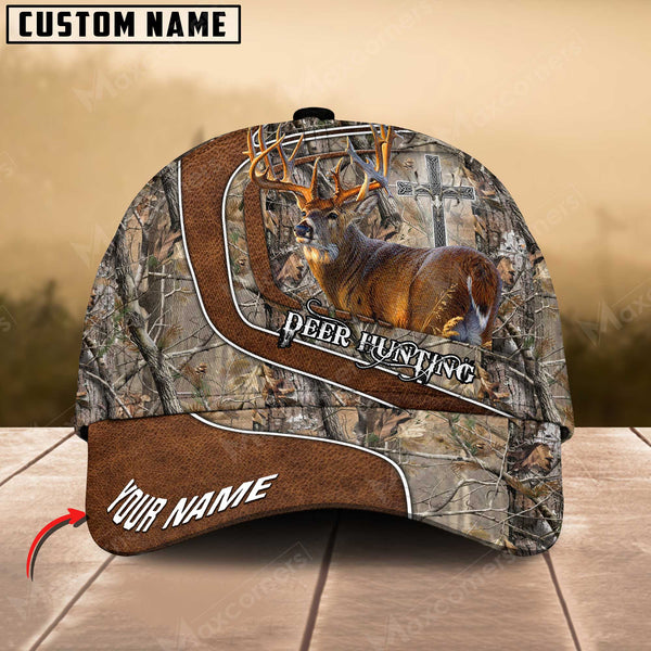Maxcorners Premium Hunting Deer Leather Pattern Personalized Hats 3D Multicolored