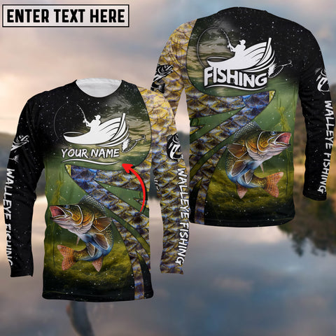 Maxcorners Fishing Walleye Skin Customize Name 3D Shirts