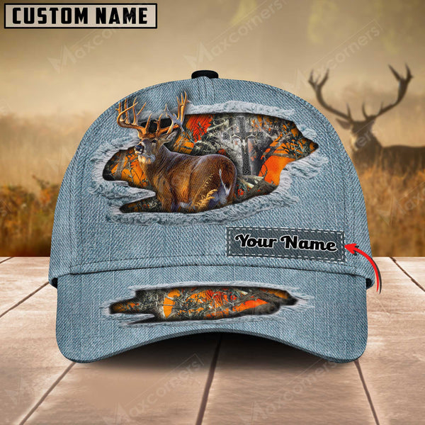 Maxcorners Premium Jeans Hunting Deer Personalized Hats 3D Multicolored
