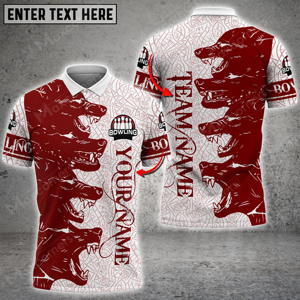 Maxcorners Wolf Bowling And Pins ( Multicolor Option ) Customized Name 3D Shirt