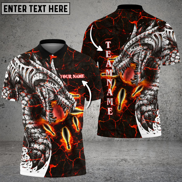 Maxcorners Magma Dragon Bowling And Pins Multicolor Option Customized Name 3D Shirt
