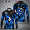 Maxcorners Billiards Abstract Grunge Texture Multicolor Option Customized Name Long Sleeve Polo Shirt