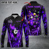 Maxcorners Billiards Abstract Grunge Texture Multicolor Option Customized Name Long Sleeve Polo Shirt