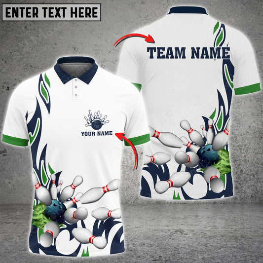 Maxcorners Fire Bowling And Pins Flame Pattern Multicolor Option Customized Name 3D Shirt (4 Colors)