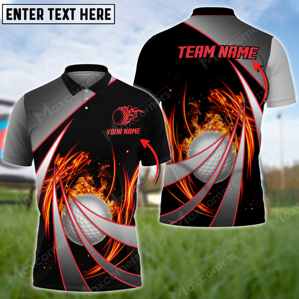 Maxcorners Flame Golf Tornado Pattern Multicolor Option Customized Name 3D Shirt