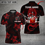 Bowling Ball And Pins Mythical Dragon Multicolor Option Customized Name 3D Shirt (4 Colors)