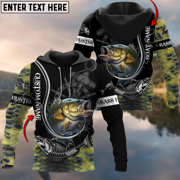 Maxcorners Personalized Name Bass Hook Fishing Shirts For Men And Women 3D