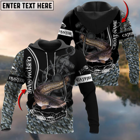 Maxcorners Personalized Name Catfish Hook Fishing Shirts For Men And Women 3D