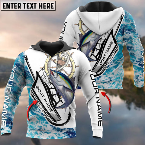 Maxcorners Personalized Name Tuna Hook Boat Fishing Shirts For Team And Boat 3D
