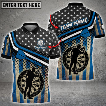 Maxcorners Darts USA Flag Color Options Personalized Name, Team Name Unisex 3D Shirt