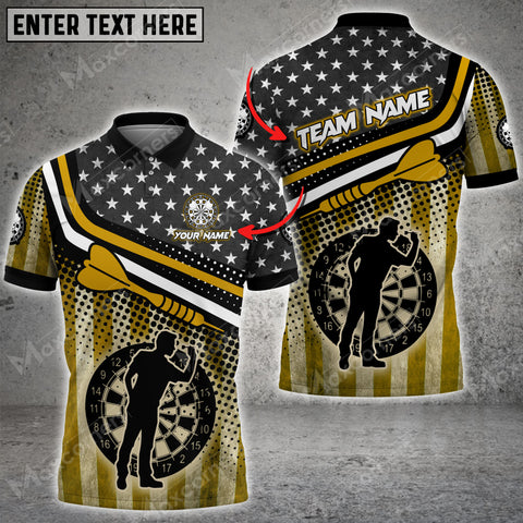 Maxcorners Darts USA Flag Color Options Personalized Name, Team Name Unisex 3D Shirt