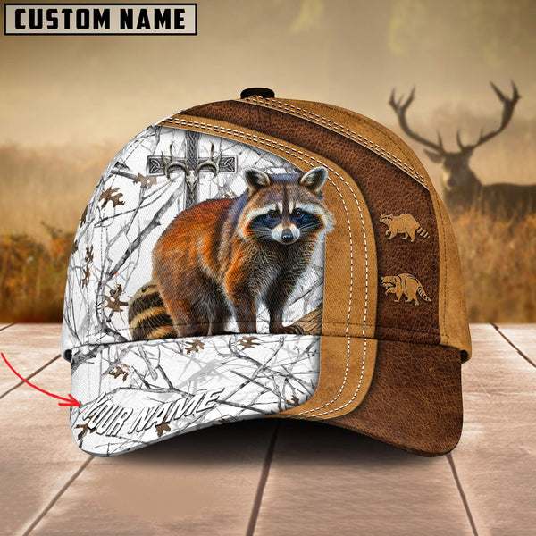 Maxcorners Cross America Hunting Racoon Leather Pattern Personalized Hats 3D Multicolored