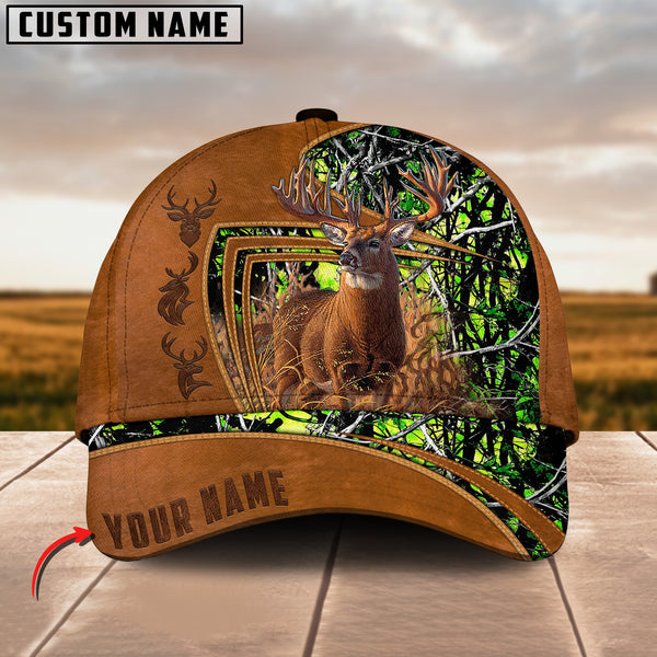 Maxcorners The Best Hunting Deer Leather Pattern Personalized Hats 3D Multicolored