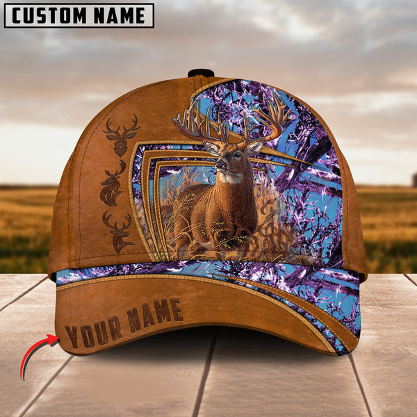 Maxcorners The Best Hunting Deer Leather Pattern Personalized Hats 3D Multicolored
