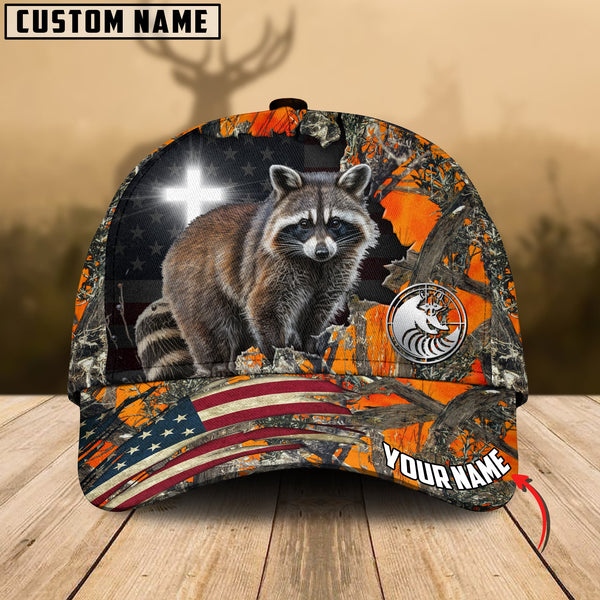 Maxcorners Premium Loralle Hunting Racoon Under God Personalized Hats 3D Multicolored