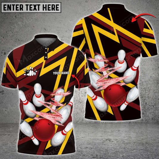 Maxcorners Bowling Ball And Pins 10000 Volt Throw Multicolor Option Customized Name 3D Shirt (4 Colors)
