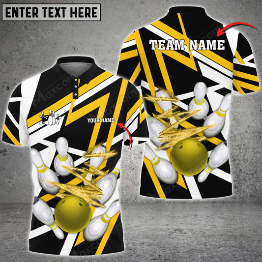 Maxcorners Bowling Ball And Pins 10000 Volt Throw Multicolor Option Customized Name 3D Shirt (4 Colors)