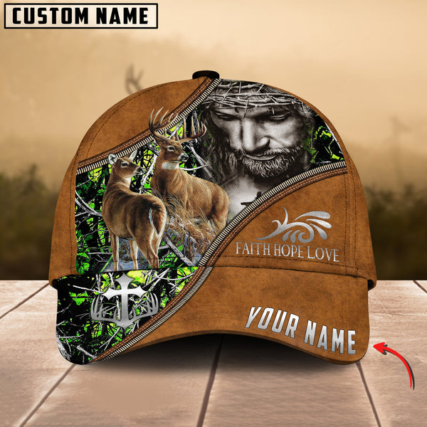Maxcorners Premium Hunting Deer Faith Hope Love Personalized Hats 3D Multicolored