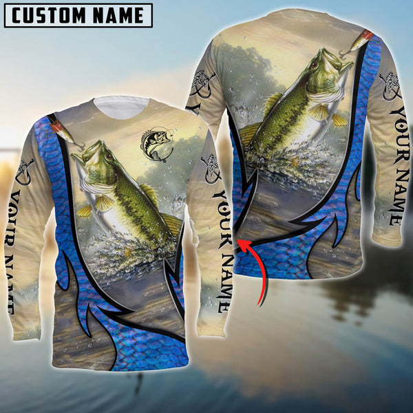 Maxcorners Largemouth Bass Fishing Customize Name 3D Shirts