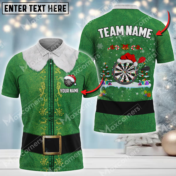 Maxcorners Darts Christmas Elf Customized Name And Team Name 3D Shirt