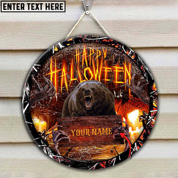 Maxcorners Bear Hunting Personalized Name Halloween Wooden Sign