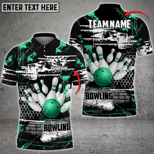 Maxcorners Bowling Ball And Pins Breaks Spacetime Multicolor Option Customized Name 3D Shirt (4 Colors)