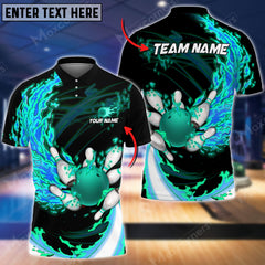 Maxcorners Breath Of Fire Bowling And Pins Multicolor Option Customized Name 3D Shirt