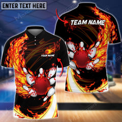 Maxcorners Breath Of Fire Bowling And Pins Multicolor Option Customized Name 3D Shirt