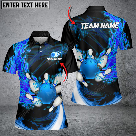 Maxcorners Breath Of Fire Bowling And Pins Multicolor Option Customized Name 3D Shirt For Women