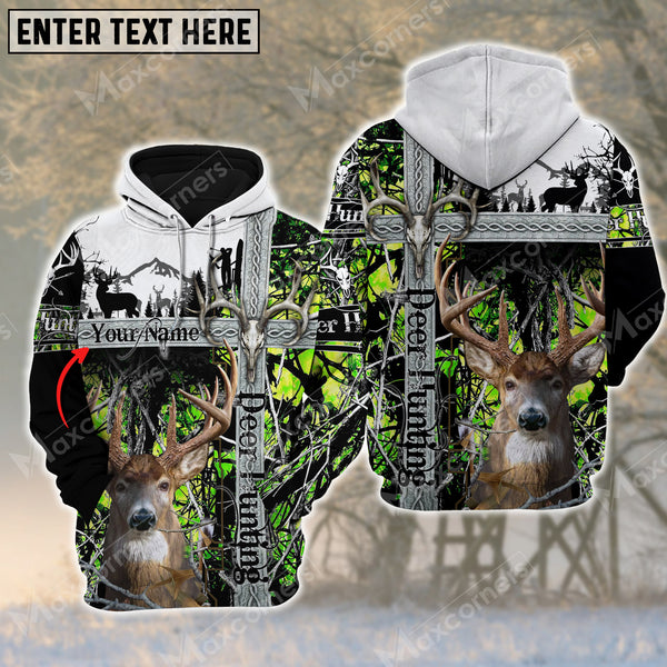 Maxcorners Custom Name Hunting Deer Cross Skull ( Multicolor Option ) Shirt 3D All Over Printed Clothes